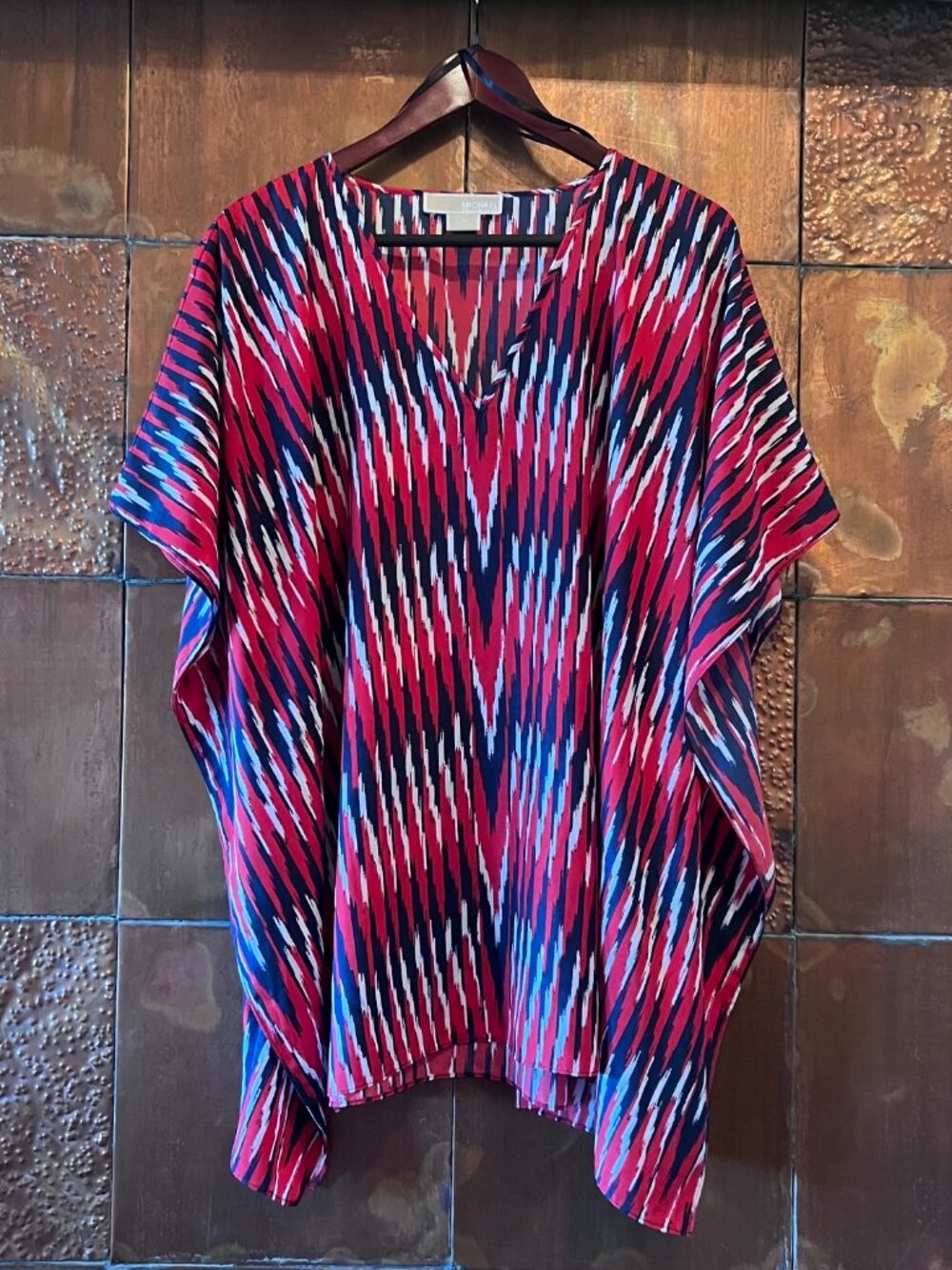 Michael Kors Flowy Blouse with Tie Waist *Red/White/Blue * L/XL